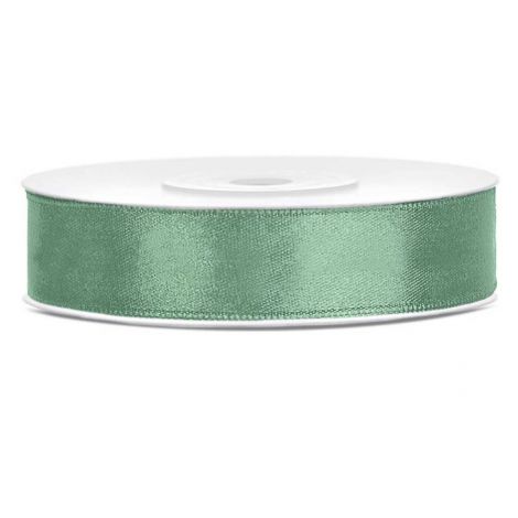 Tasiemka satynowa PartyDeco Zielona-szara, 12mm x 25m